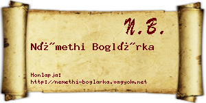 Némethi Boglárka névjegykártya